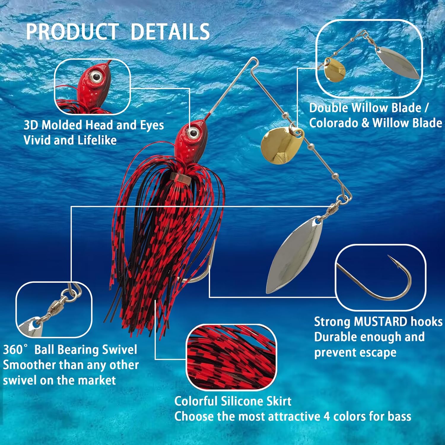 Eupheng Spinner Yem Kaşık Tel  - Fishing Lure Buzzbait incelemesi ve fiyatı